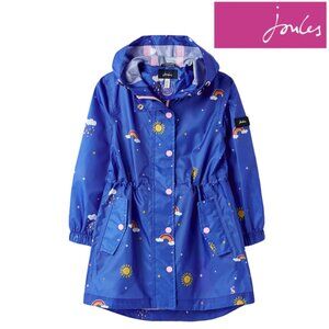 Joules Girl's Rainbow & Sunshine Water-Resistant Raincoat Jacket  9Y